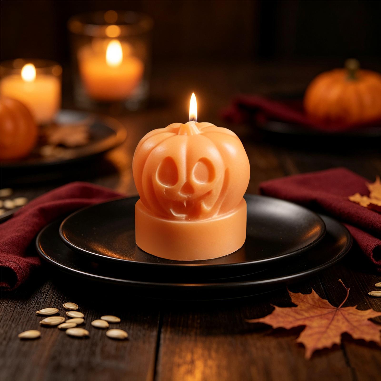 Candle Making Workshops - 1 Stück Halloween-Kürbis Silikon-Kerzenform Handgemachte Aroma-Gips-Harz-Deko-Form
