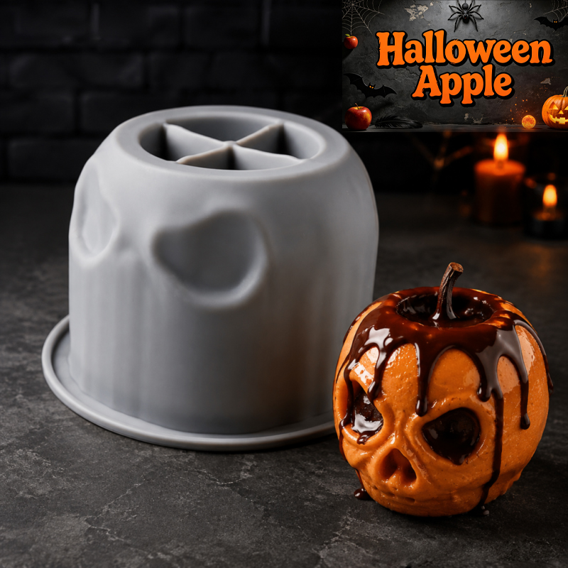 Candle Making Products - Halloween-Totenkopf-Apfel-Silikonform, kreatives Design, lebensmittelechtes Silikon, antihaftbeschichtet