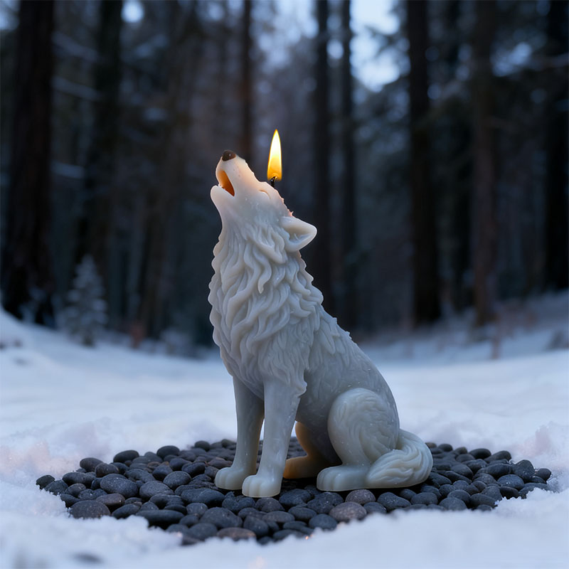 Candle Making Business - Schneefeld-Wolf im Mondlicht Kerzenform aus Silikon