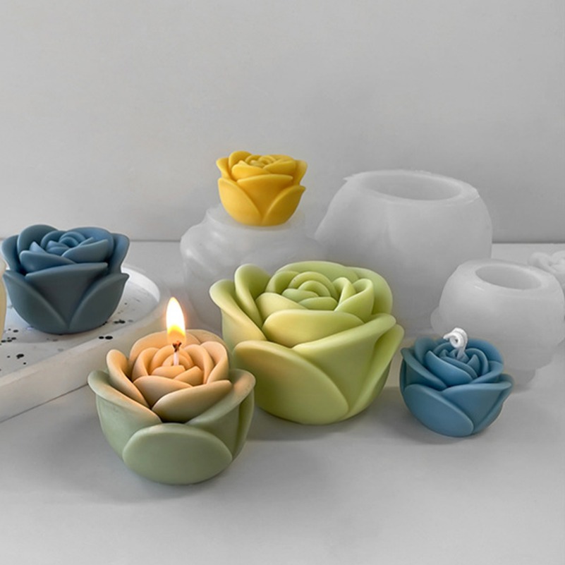 Candle Making Business - Valentinstag Rosenblüten-Silikonform für Kerzen, 3D Pfingstrosenblüten-Seifen-Gips-Harzform,