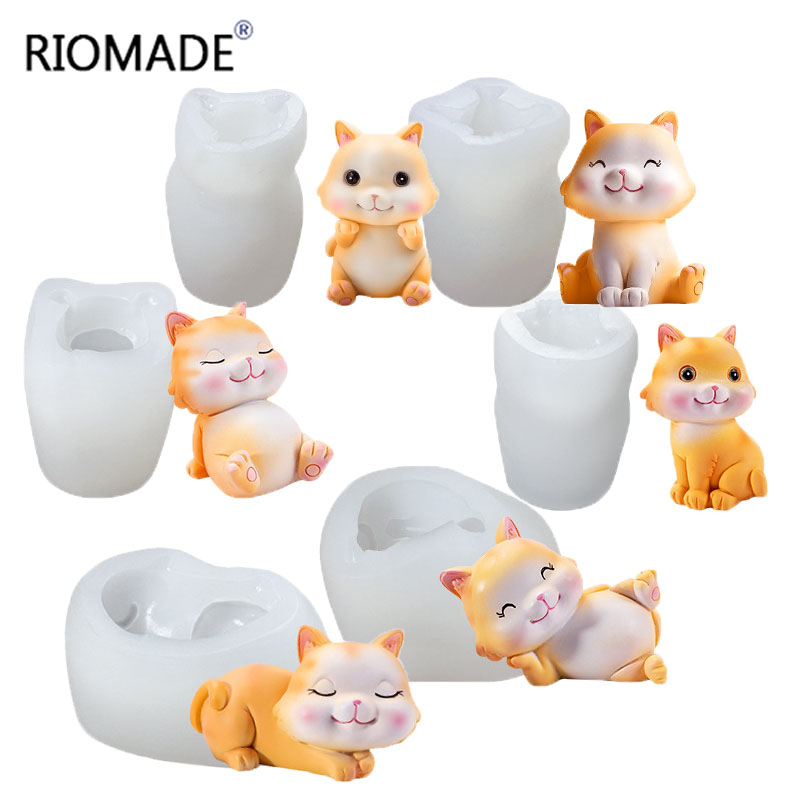 Candle Making Business - Katzen-Silikonformen 6 Stile 3D Kätzchen Kuchendekorationswerkzeuge